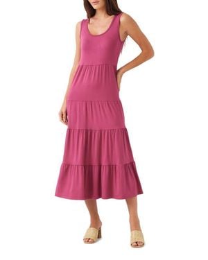 Karen Kane Tiered Midi Dress - Pink