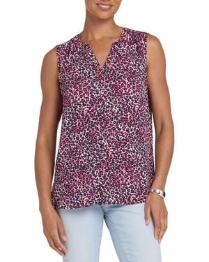 NYDJ Print Pleat Back Sleeveless Split Neck Blouse (Nordstrom Exclusive) - Red