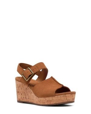 Clarks Sabina Dream Platform Wedge Sandal - Brown