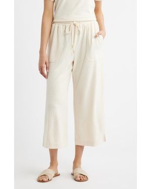 City Blues Crop Wide Leg Drawstring Pants - Natural