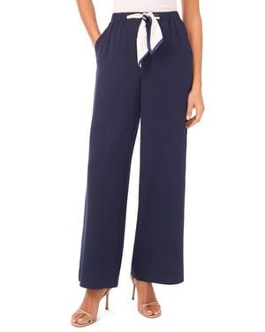 Cece Tie Waist Straight Leg Pants - Blue