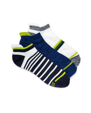 Muk Luks Cotton Ankle Compression Socks, 3 Pair Pack - Blue