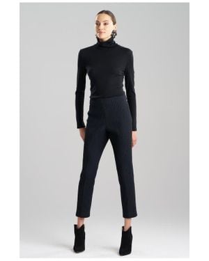 Natori Textured Cotton Jacquard Side Zip Tapered Pant - Blue