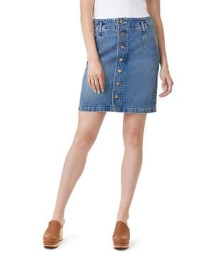 Habitual Button-Front Denim Miniskirt - Blue