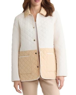 Jones New York Colorblock Quilted Barn Jacket - Natural