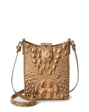 Brahmin Marley Croc Embossed Leather Crossbody Bag - Metallic