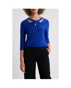 Kasper Sleeveless Twist Front Jersey Top - Blue