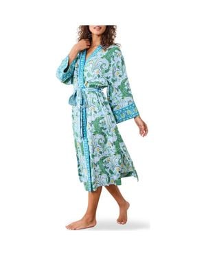 Printfresh Satin Robe - Blue
