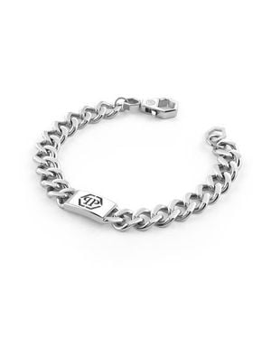 Philipp Plein Stainless Steel Bracelet Plein Tag - Metallic