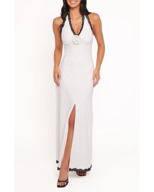 Petal & Pup Conrad Halter Maxi Dress - White