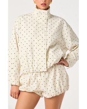 Astr Collins Polka Dot Bomber Jacket - Natural