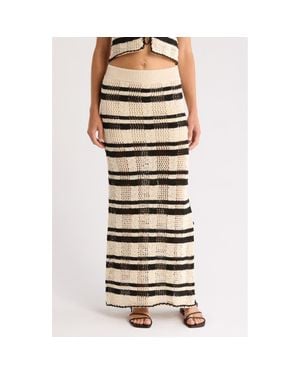 Elan Open Stitch Side Slit Cover-Up Maxi Skirt - Gray