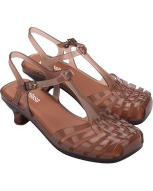 Melissa Vixen Slingback Kitten Heel Sandal - Brown