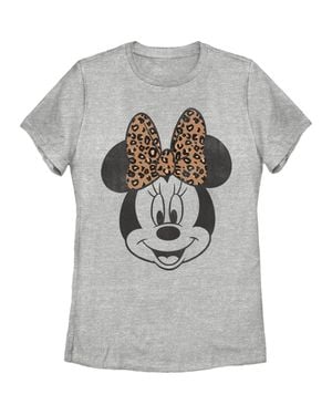Mickey & Friends Minnie Mouse Cheetah Print Bow Graphic Tee - Gray