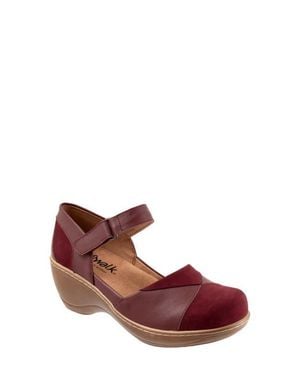 Softwalk Miri Ankle Strap Platform Wedge Clog - Brown