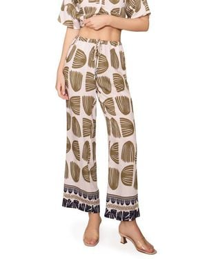 MELLODAY Floral Print Ankle Pants - Natural