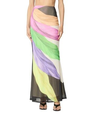 AFRM Tegan Feather Print Maxi Skirt - Multicolor
