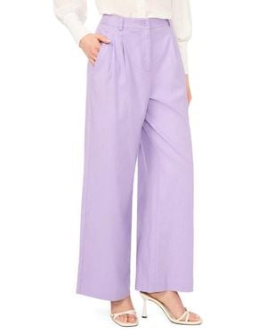 Halogen® Pleated High Waist Linen Blend Dress Pants - Purple