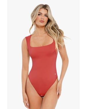 Popilush Shapewear Cloudsense Sleeveless Square Neck Bodysuit - Red