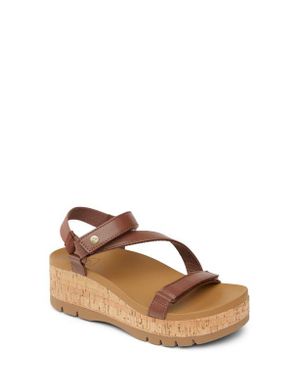 Reef Cushion Tide Higher Ankle Strap Platform Wedge Sandal - Brown