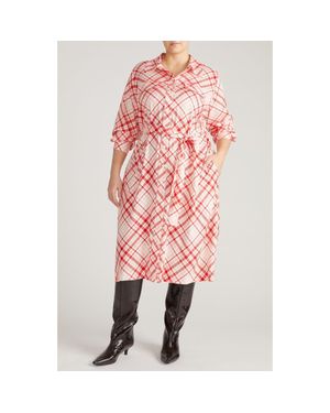 UNIVERSAL STANDARD Cooling Long Sleeve Stretch Cupro Blend Shirtdress - Pink
