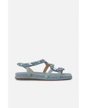 Alma En Pena. Snake Sandal Flat - Blue
