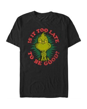 The Grinch Christmas Is It Too Late To Be Good Graphic T-Shirt - Black