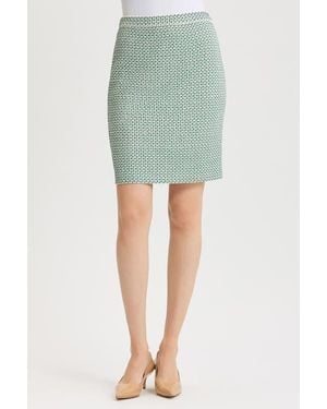 Ming Wang Jacquard Basketweave Straight Skirt - Green