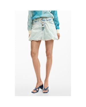 Desigual Bubble Hem Denim Miniskirt - Blue
