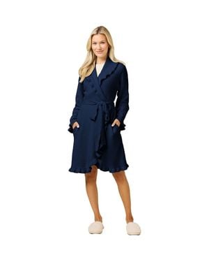 Softies Knee-Length Ruffle Chenille Robe - Blue