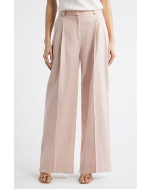 Nordstrom Pleated Linen Blend Wide Leg Pants - Pink