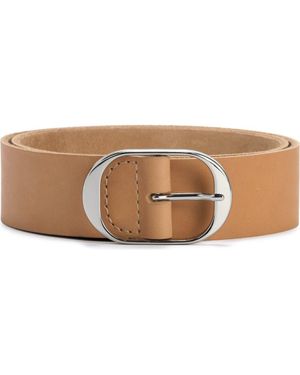 EZRA ARTHUR Oval Buckle Leather Belt 45Mm - Brown