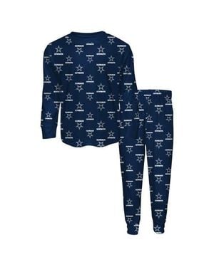 Outerstuff Toddler Dallas Cowboys All-Over-Print Long Sleeve T-Shirt And Pants Sleep Set - Blue