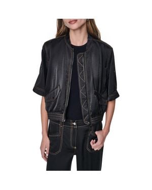 DKNY Contrast Stitch Bomber Jacket - Black