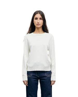 Gerard Darel Bara Long Sleeve Crew Neck T-Shirt - White