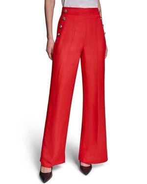 KARL LAGERFELD Linen Blend Sailor Pants - Red