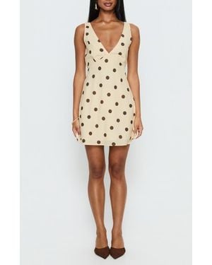 Princess Polly Nellie Polka Dot Sleeveless Minidress - Natural