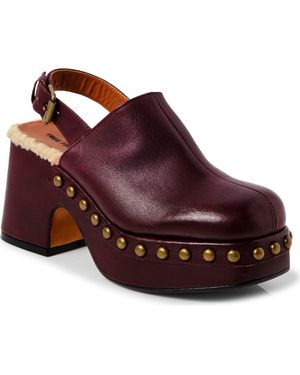 Free People Autumn Studded Slingback Platform Clog - Red
