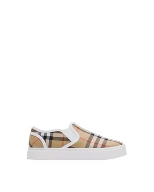 Burberry Check Cotton Slip-On Sneakers - White