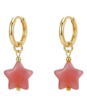 seree Agate Charm Hoop Earrings - Pink