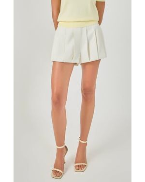 Endless Rose Pleated High Waist Shorts - White