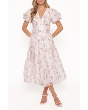 Petal & Pup Jocelyn Floral Print Puff Sleeve Maxi Dress - Pink