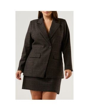 Estelle Noel Check Double Breasted Blazer - Black