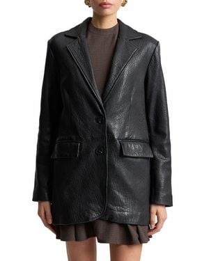 Avec Les Filles Relaxed Leather Blazer - Black