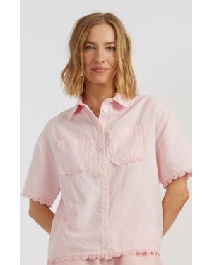 Chinti & Parker Sienna Linen-Blend Scallop Edge Shirt - Pink