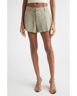 Alexander Wang Mid Rise Silk Drawcord Shorts - Natural