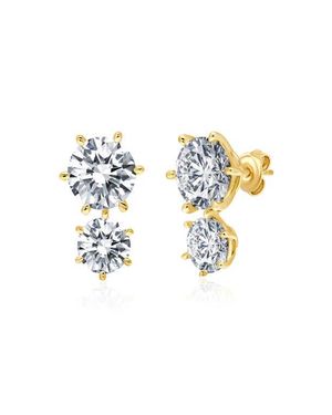 Crislu Double Cubic Zirconia Stud Earrings - Multicolor