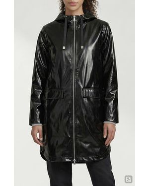 Noize Janae Coated Vinyl Hooded Raincoat - Black