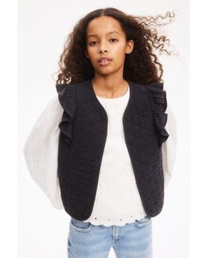 H&M Flounced Cotton Muslin Waistcoat - Blue