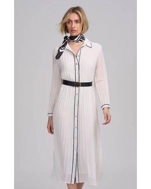 Elle Collection Woven Pleated Dress - White